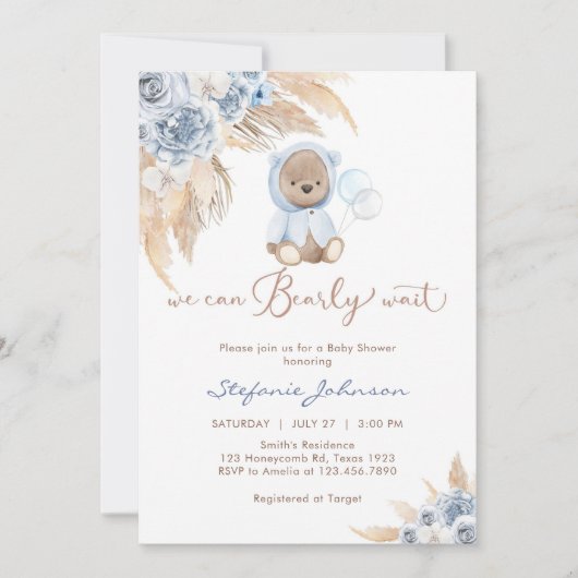 We Can Bearly Wait Baby Shower Invitation 招待状 (正面)