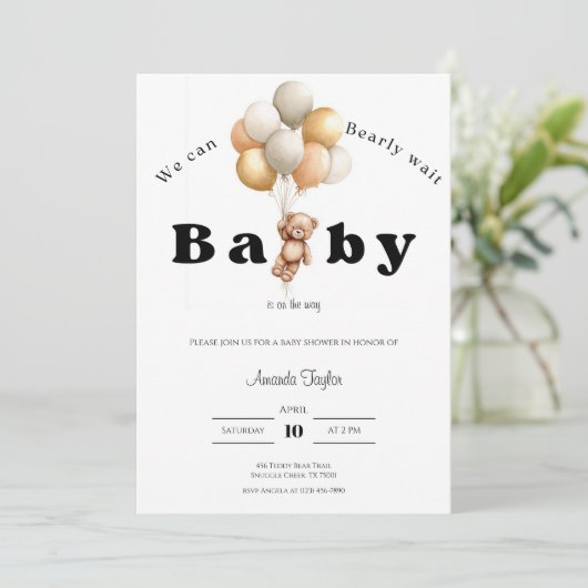 We Can Bearly Wait Baby Shower Invitation 招待状 (スタンド正面)
