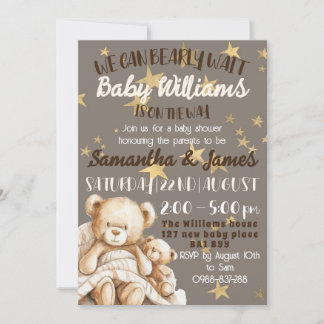 We can bearly wait baby shower invitation 招待状