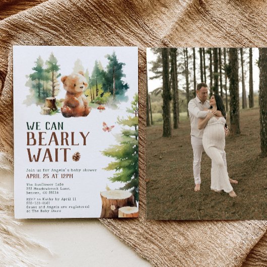 We Can Bearly Wait Baby Shower Invitation Photo 招待状