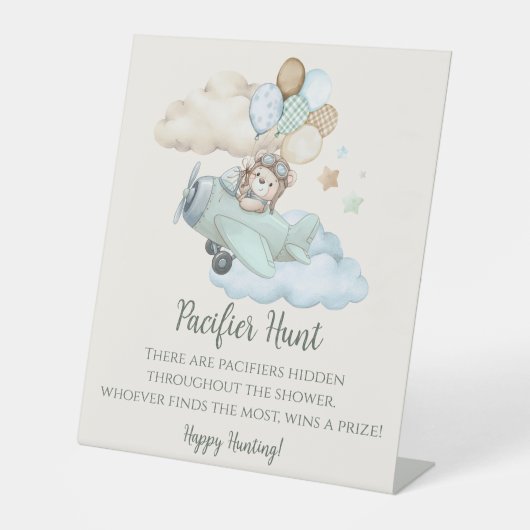 We Can Bearly Wait Baby Shower Pacifier Hunt Game 台座サイン (正面)