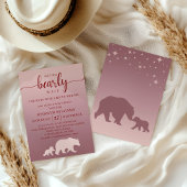 We Can Bearly Wait Baby Shower Pink Ombre Woodland 招待状