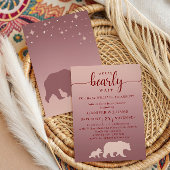 We Can Bearly Wait Baby Shower Pink Ombre Woodland 招待状