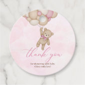 We Can Bearly Wait Baby Shower Pink Thank You フェイバータグ (正面)