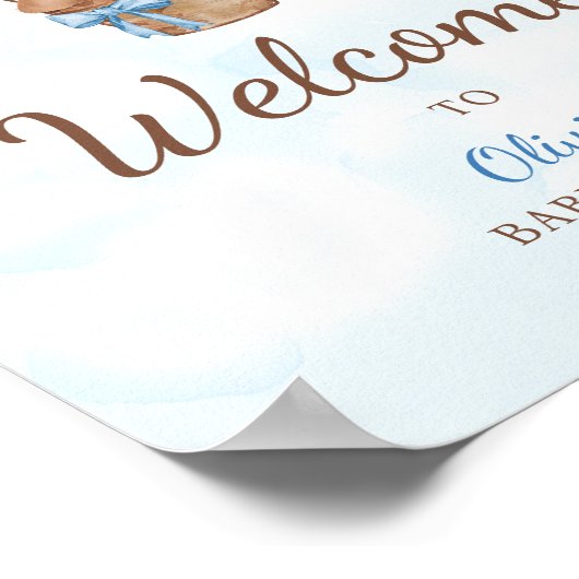 We Can Bearly Wait Baby Shower Welcome Sign ポスター (角)