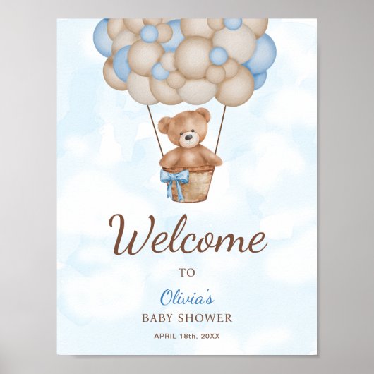 We Can Bearly Wait Baby Shower Welcome Sign ポスター (正面)