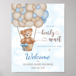 We Can Bearly Wait Baby Shower Welcome Sign ポスター