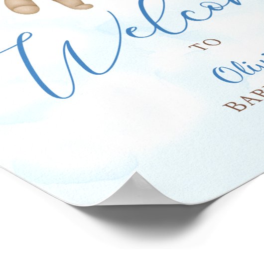 We Can Bearly Wait Baby Shower Welcome Sign ポスター (角)