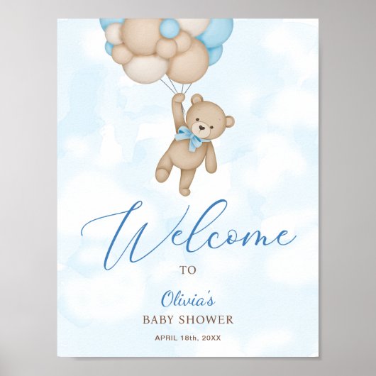 We Can Bearly Wait Baby Shower Welcome Sign ポスター (正面)