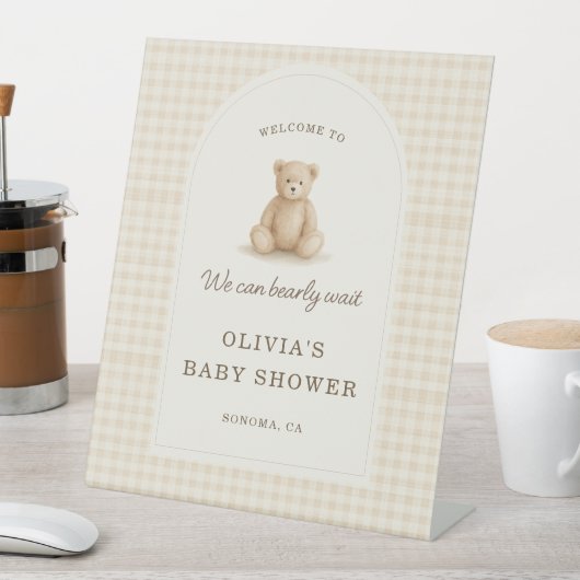 We Can Bearly Wait Baby Shower Welcome Sign 台座サイン (インサイチュ)