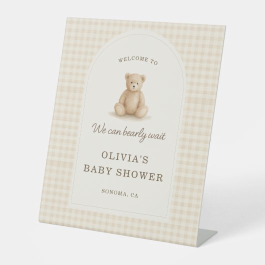 We Can Bearly Wait Baby Shower Welcome Sign 台座サイン (正面)
