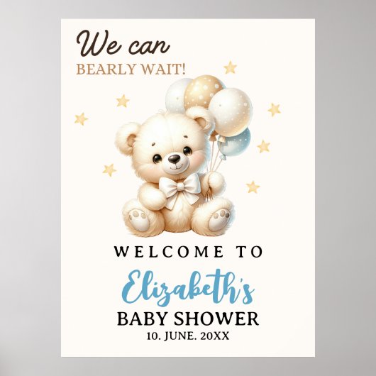 We can bearly wait!, Baby Shower with Bear theme ポスター (正面)