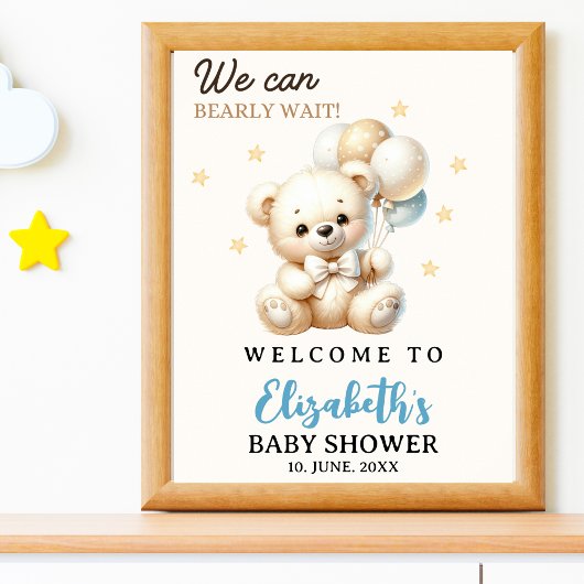 We can bearly wait!, Baby Shower with Bear theme ポスター