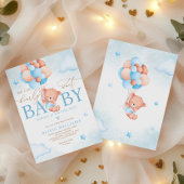 We Can Bearly Wait Balloon Baby Shower Invitation 招待状