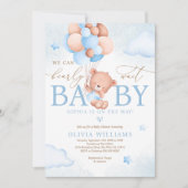 We Can Bearly Wait Balloon Baby Shower Invitation 招待状 (正面)