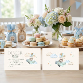 We Can Bearly Wait Bear Airplane Diaper Raffle エンクロージャーカード