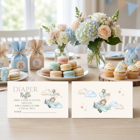 We Can Bearly Wait Bear Airplane Diaper Raffle エンクロージャーカード