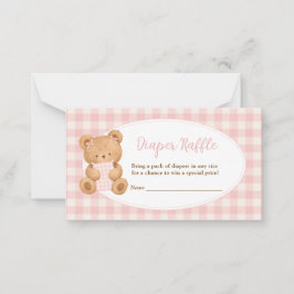 We Can Bearly Wait Bear Baby Girl Diaper Raffle ノートカード
