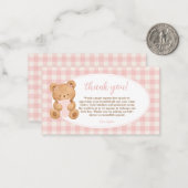 We Can Bearly Wait Bear Baby Girl Gingham ノートカード (正面/裏面インサイチュ)