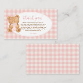 We Can Bearly Wait Bear Baby Girl Gingham ノートカード (正面/裏面)