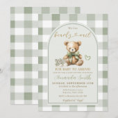 We can Bearly Wait Bear Baby Sage Baby Shower  招待状 (正面/裏面)