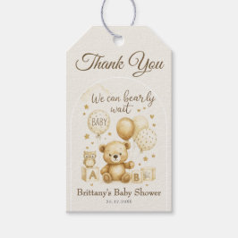We Can Bearly Wait Bear Baby Shower ギフトタグ