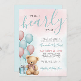 We Can Bearly Wait Bear Baby Shower 招待状
