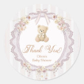 We Can Bearly Wait Bear Baby Shower Thank You ラウンドシール (正面)