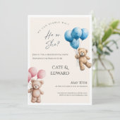 We Can Bearly Wait Bear Balloons Gender Reveal 招待状 (スタンド正面)