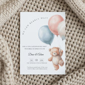 We Can Bearly Wait Bear Balloons Gender Reveal 招待状