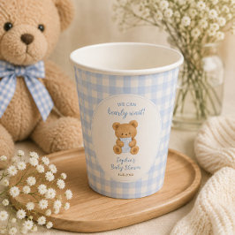 We Can Bearly Wait Bear Boy Baby Shower 紙コップ
