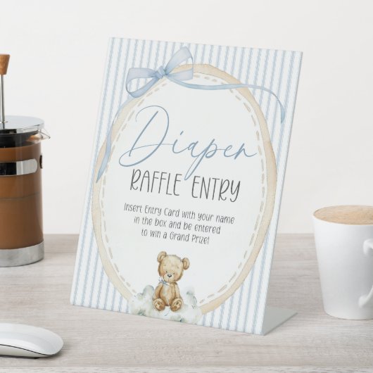 We Can Bearly Wait Bear Diaper Raffle Baby Shower 台座サイン (インサイチュ)