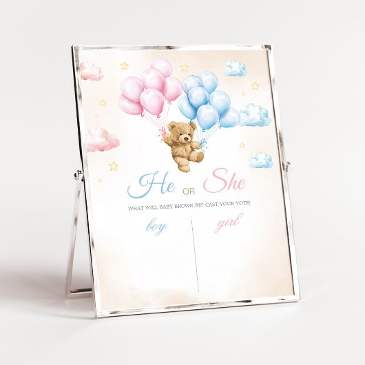 We Can Bearly Wait Bear Gender Reveal Sign ポスター