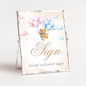 We Can Bearly Wait Bear Gender Reveal Sign ポスター