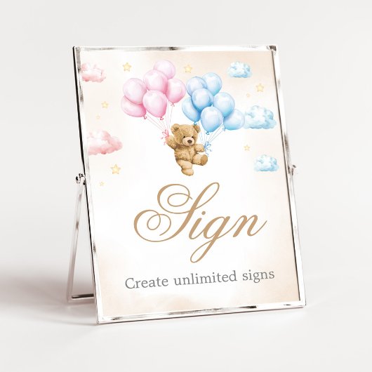 We Can Bearly Wait Bear Gender Reveal Sign ポスター
