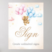 We Can Bearly Wait Bear Gender Reveal Sign ポスター (正面)