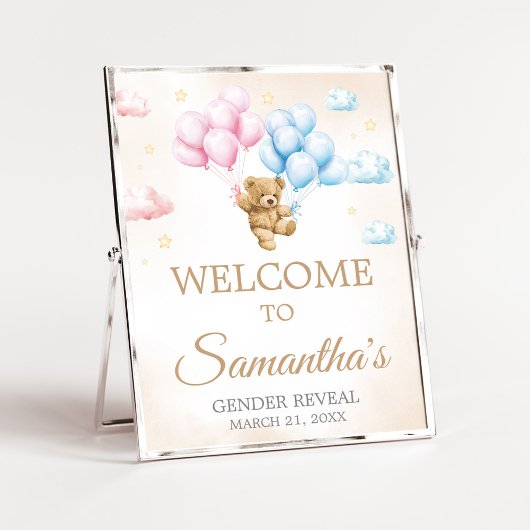We Can Bearly Wait Bear Gender Reveal Welcome Sign ポスター