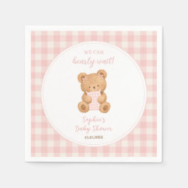 We Can Bearly Wait Bear Girl Baby Shower スタンダードカクテルナプキン