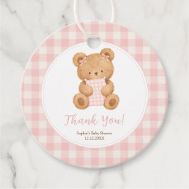 We Can Bearly Wait Bear Girl Baby Shower フェイバータグ