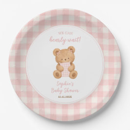 We Can Bearly Wait Bear Girl Baby Shower ペーパープレート