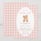 We Can Bearly Wait Bear Girl Baby Shower  招待状 (正面/裏面)