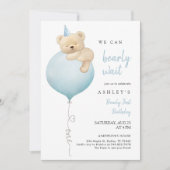 We Can Bearly Wait Beary First 1st Birthday 招待状 (正面)