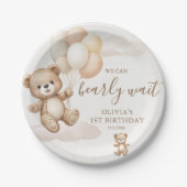 We Can Bearly Wait Birthday ペーパープレート (正面)