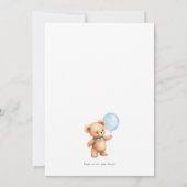 We Can Bearly Wait Blue Balloon Boy Baby Shower 招待状 (裏面)