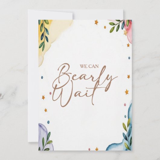 We Can Bearly Wait Blue Boy Baby Shower Invitation 招待状 (裏面)