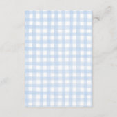 We Can Bearly Wait Blue Floral Gingham Baby Shower エンクロージャーカード (裏面)