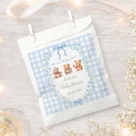 We Can Bearly Wait Blue Gingham Baby Shower  フェイバーバッグ