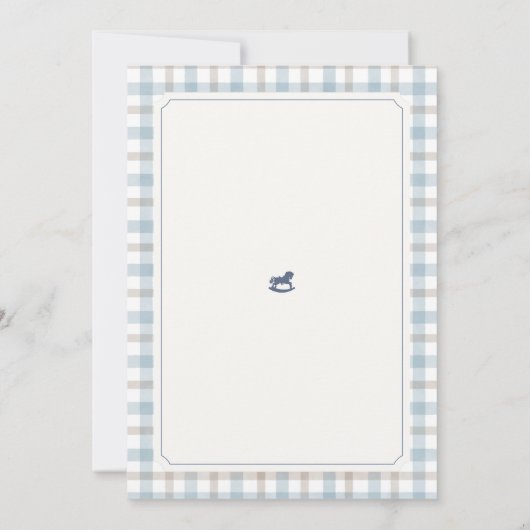 We Can Bearly Wait Blue Gingham baby shower 招待状 (裏面)