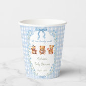 We Can Bearly Wait Blue Gingham Baby Shower  紙コップ (正面)