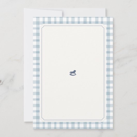 We Can Bearly Wait Blue Gingham pattern shower 招待状 (裏面)